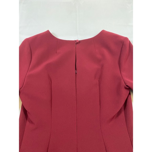 Milly Burgundy Tiered Bell Sleeve Crepe Shift Dress‎ Cocktail Valentines Size 2 - Picture 5 of 15